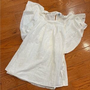 Old Navy White Flutter Sleeve Blouse XS Cottagecore Coastal Grandmacore Boho